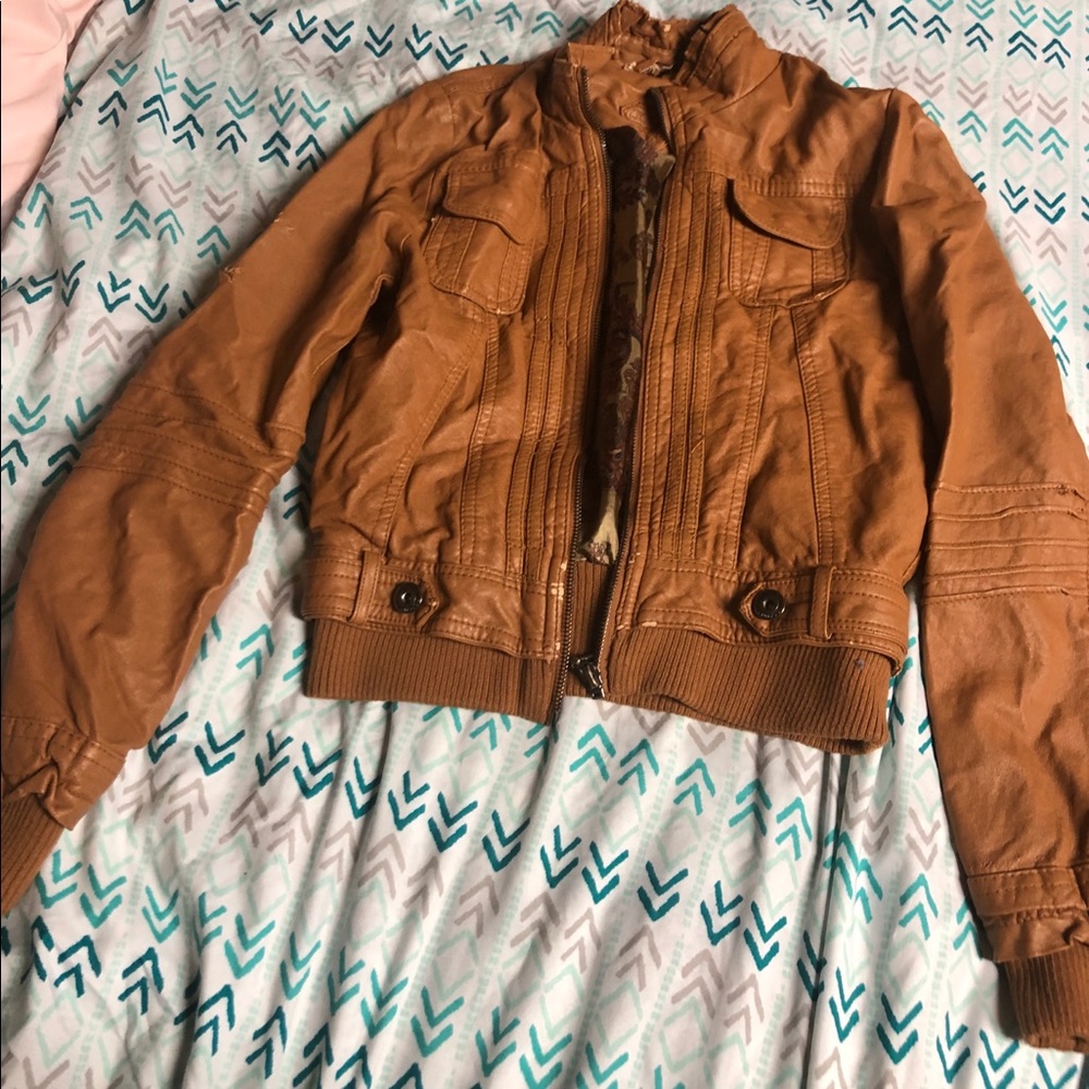 Tan color leather jacket